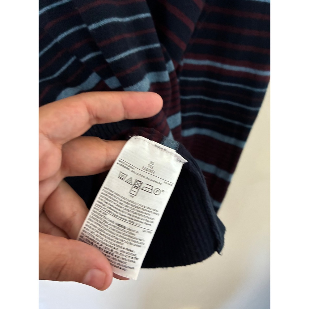 Gap Mens XL Cotton Cashmere Striped Crewneck Sweater Navy Blue  Knit Minimalist - Picture 3 of 4